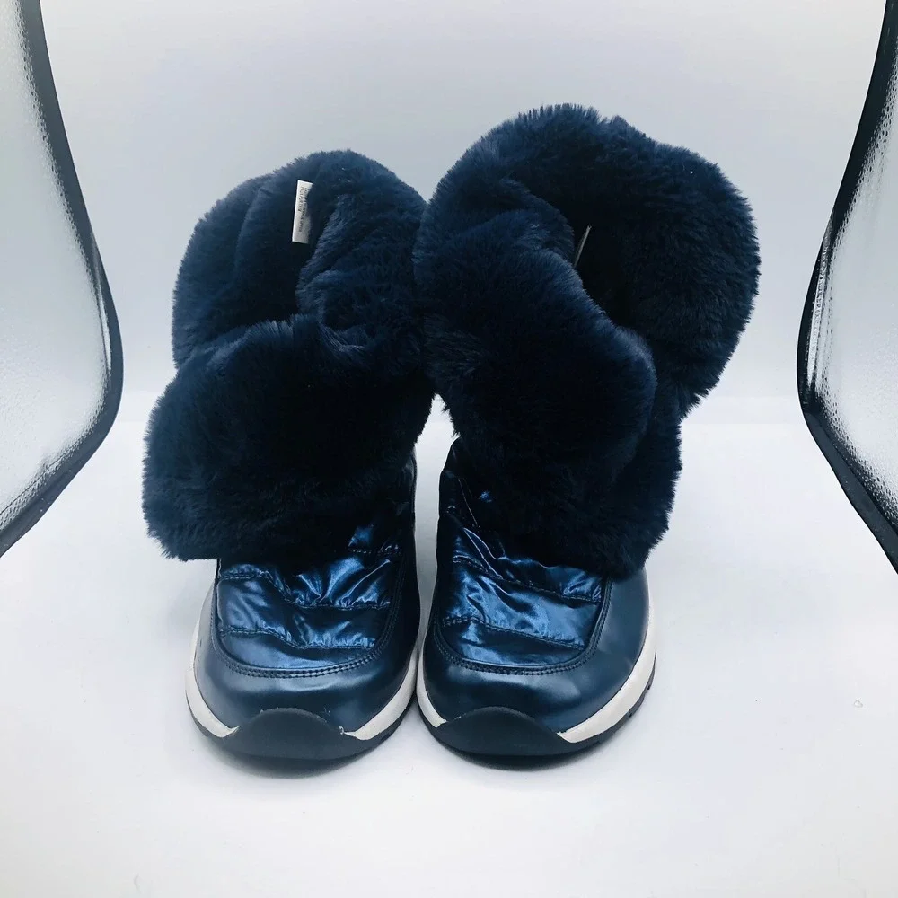 CHEEKS‎ womens winter boots shoe size 11 M quilted fabric upper matalic blue